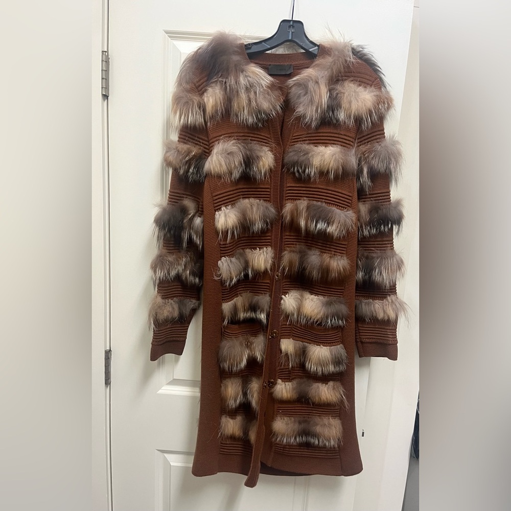 Elegant Brown Fur-Accented Teddy Jacket